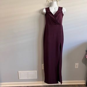 Boohoo 10 Violet Wrap V-Neck Top Off Shoulder Sleeveless Maxi Dress NWT